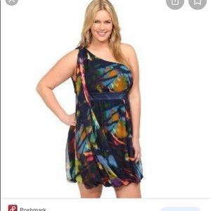 Torrid one shoulder draped dress